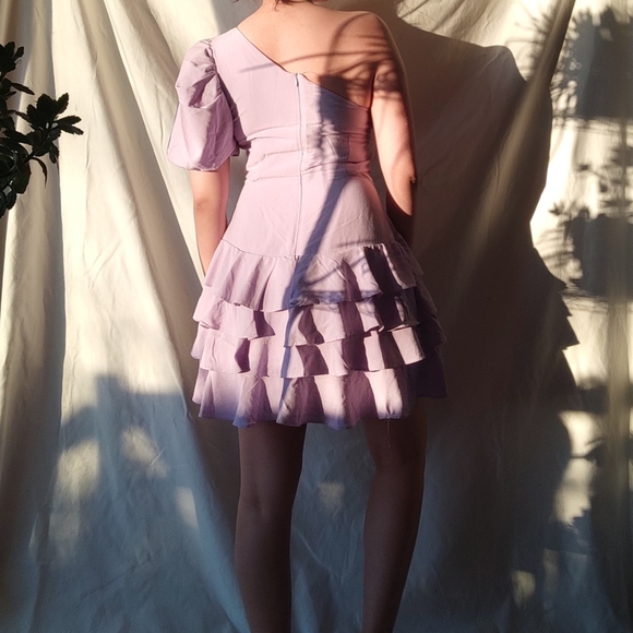Do+Be Lilac Ruffled One Shoulder Mini Dress - Picture 3 of 7